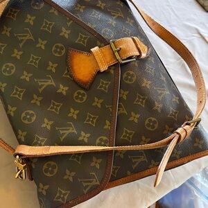 Louis Vuitton Brown Monogram Canvas Messenger Bag with Tan Leather